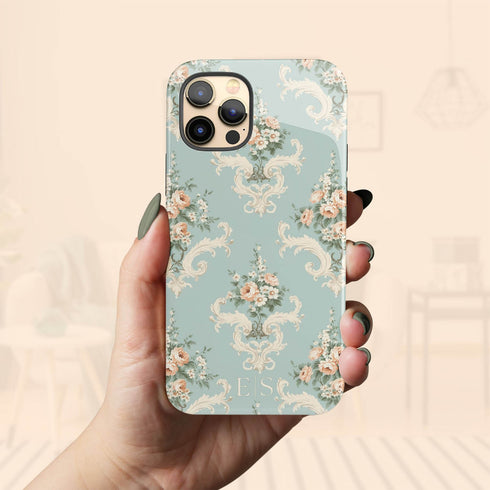 Custom Initials Shabby Chic Rococo iPhone Case